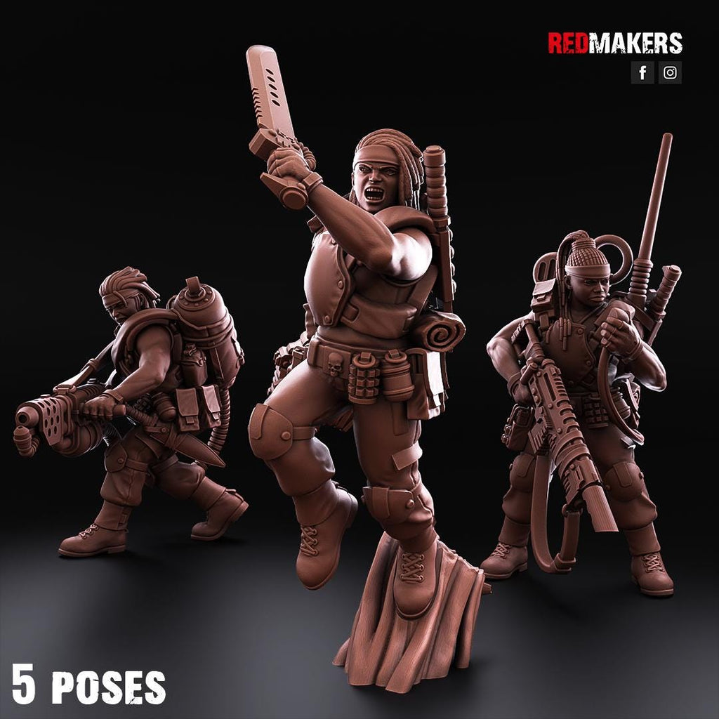Jungle Fighters Female Squad (5) - Resin Miniatures - ProxiesAU