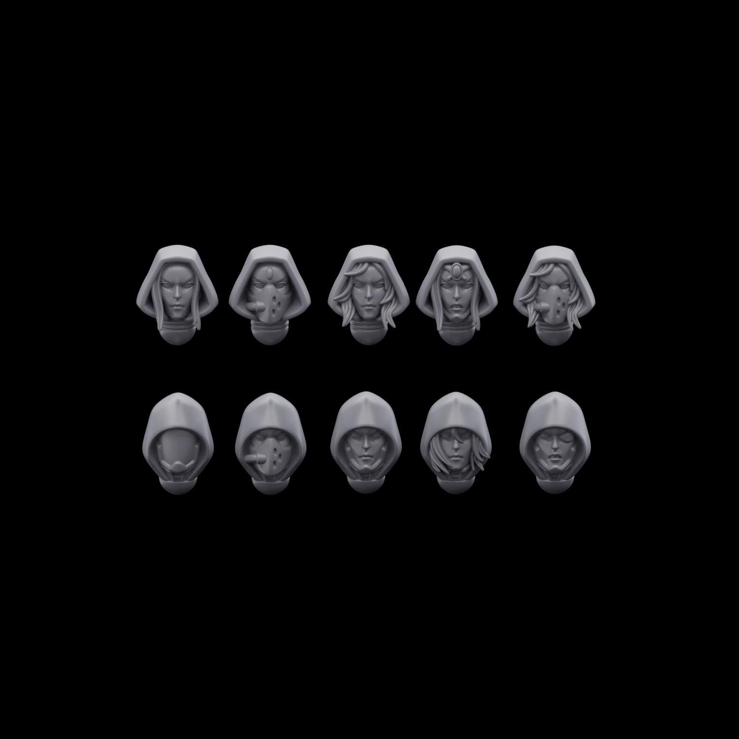 Space Elf Hooded Heads (10)