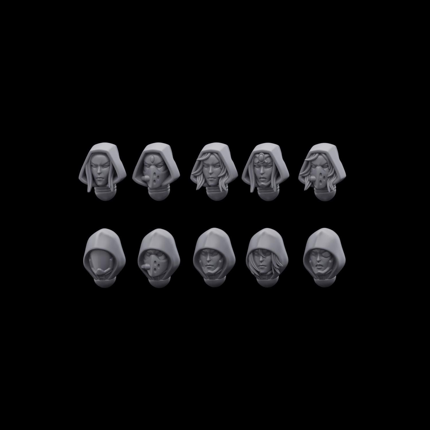 Space Elf Hooded Heads (10)