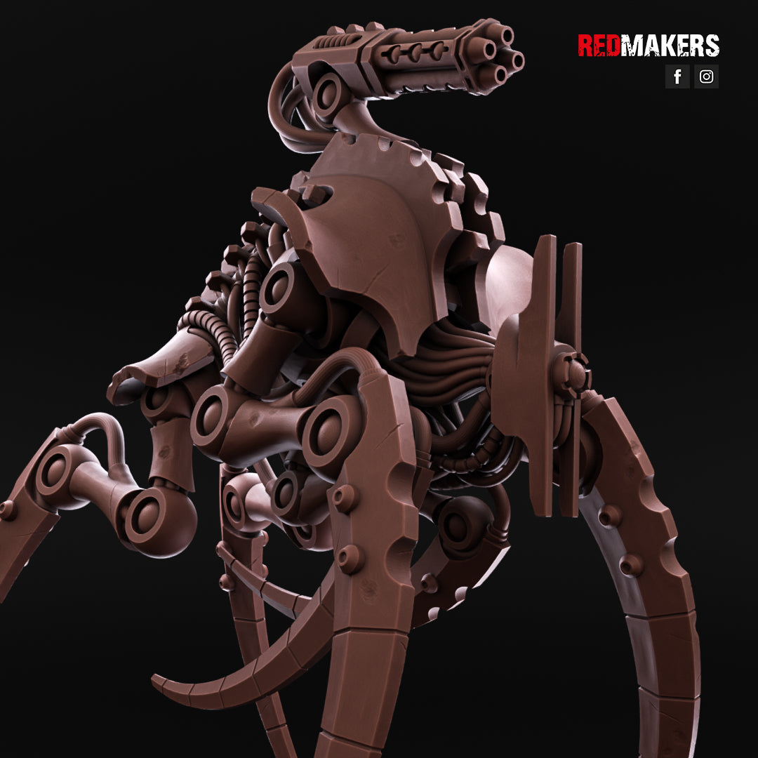 Mechanical dragon sculpture with intricate details on a black background, featuring the brand 'RedMakers'.