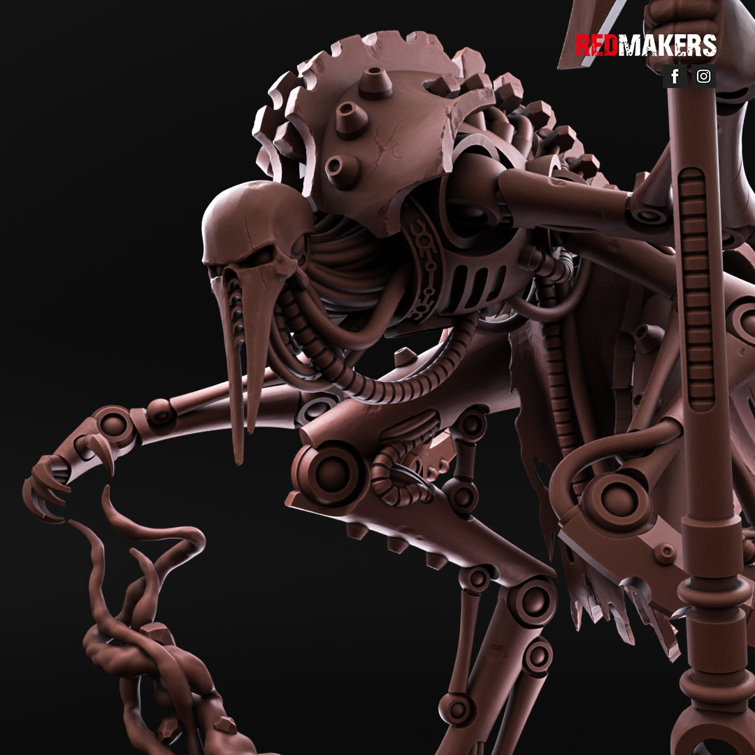 Mechanical skeleton figure with gears on a black background, featuring the RedMakers logo.
