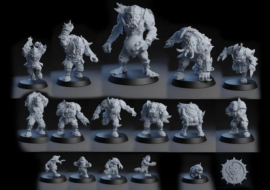 Pig Iron Pummelers Orc Football Team (20) - Tabletop Miniatures - ProxiesAU