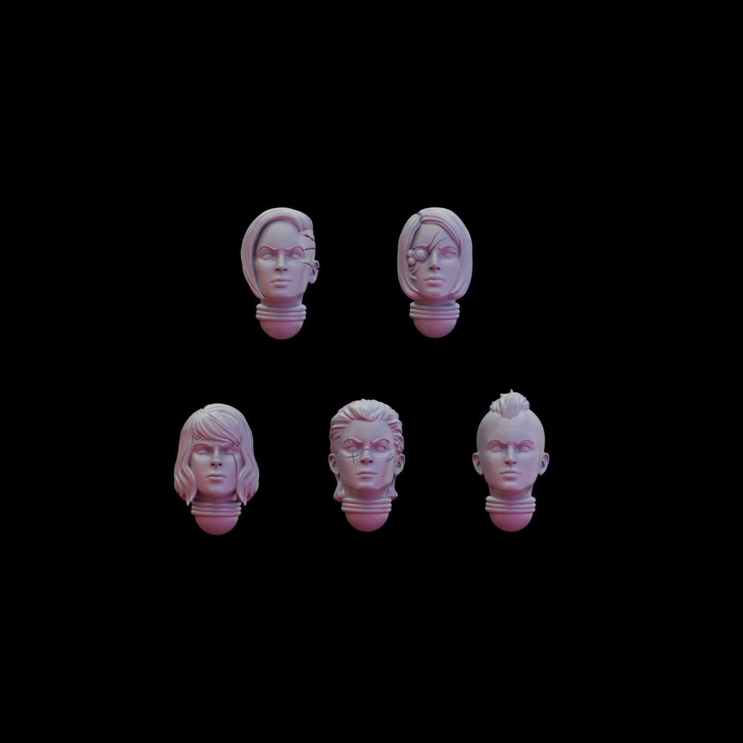 Battle Sister Ebony Grail Heads (10)