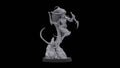 A Space elf with spikey armour leaping off a rock miniature. 32mm scale.