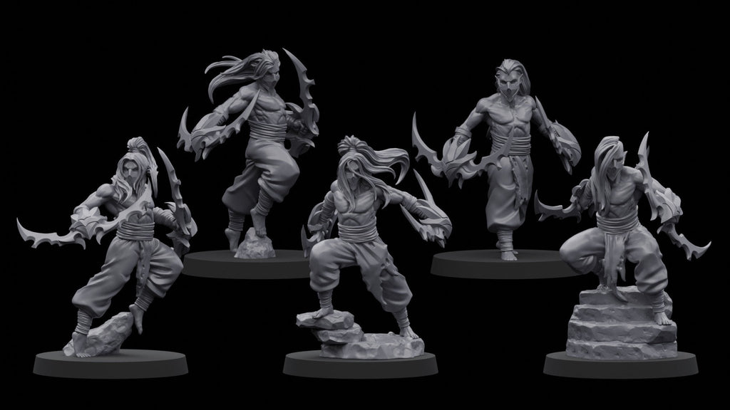 Dark Space Elves Etheric Blades (5) - Resin Miniatures - ProxiesAU