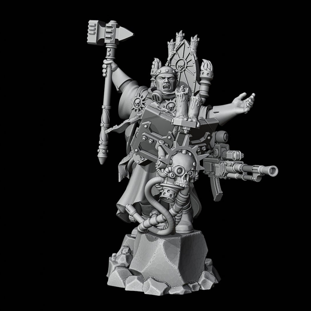 Detailed figurine with armor and weapons on a black background