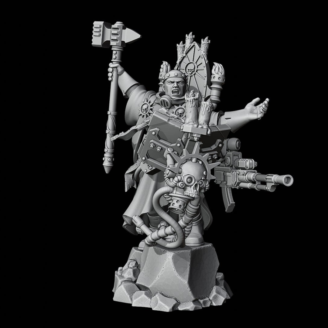 Detailed figurine with armor and weapons on a black background