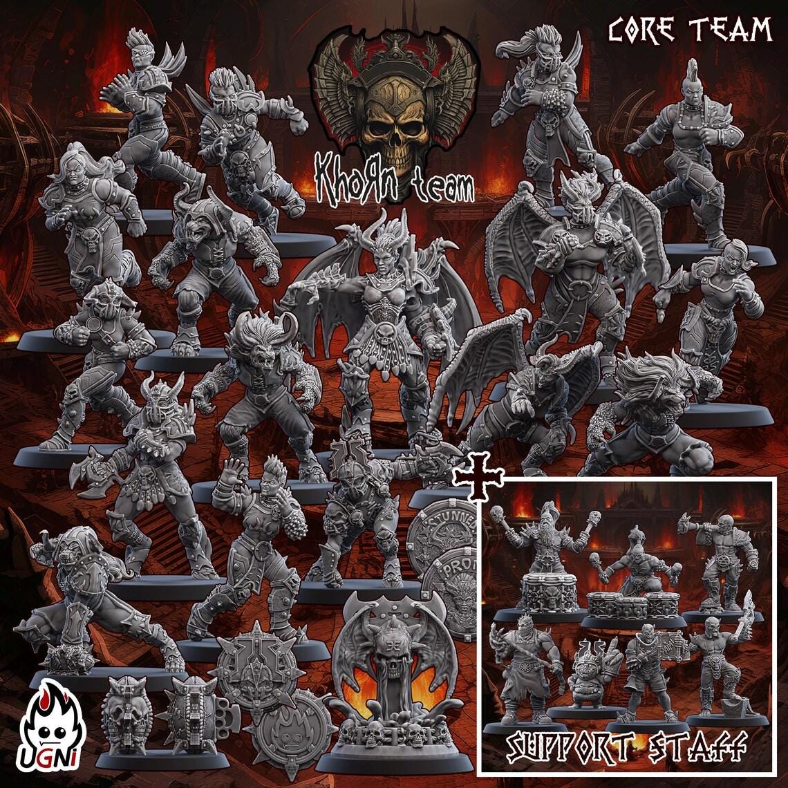 Demon Warriors Football Team (17) - Resin Miniatures - ProxiesAU