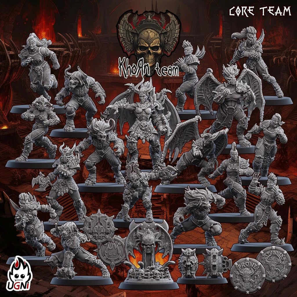Demon Warriors Football Team (17) - Resin Miniatures - ProxiesAU