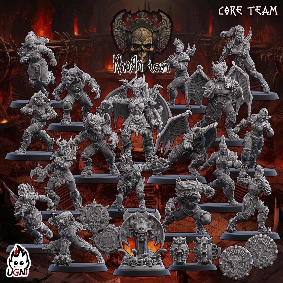 Demon-themed fantasy football team 32mm scale