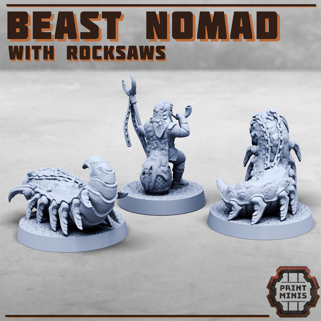 Beast Nomad with Rocksaws (3) - Resin Miniatures - ProxiesAU