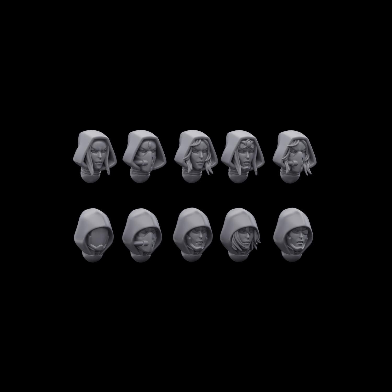 Space Elf Hooded Heads (10)