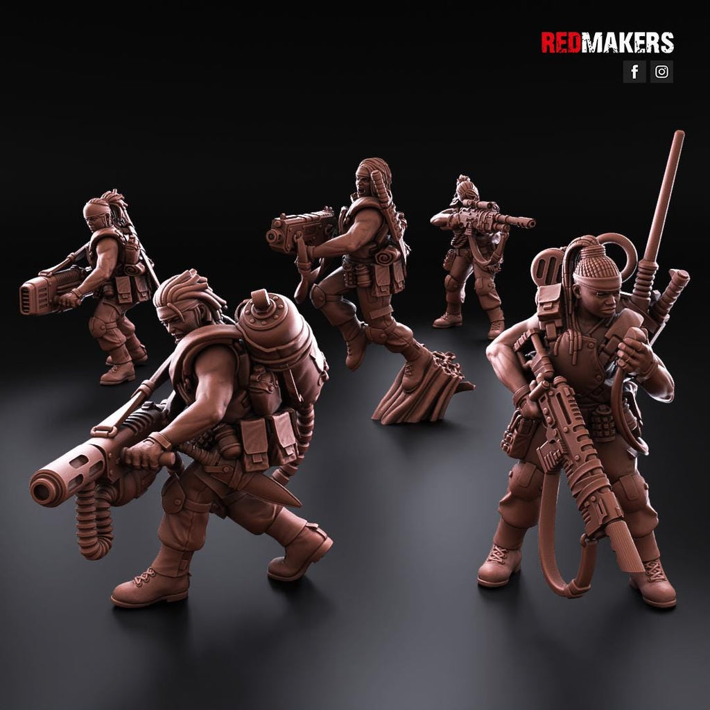 Jungle Fighters Female Squad (5) - Resin Miniatures - ProxiesAU