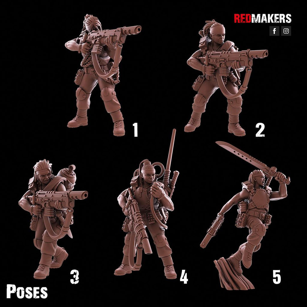 Jungle Fighters Female Squad (5) - Resin Miniatures - ProxiesAU